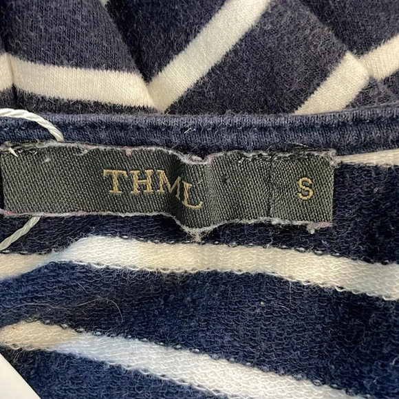 THML Blue White Striped Sleeveless Fit & Flare Dress Size Small Nautical CS - Picture 3 of 4